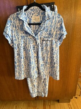 Blue Paisley Short Sleeve Pajama Set by Rails